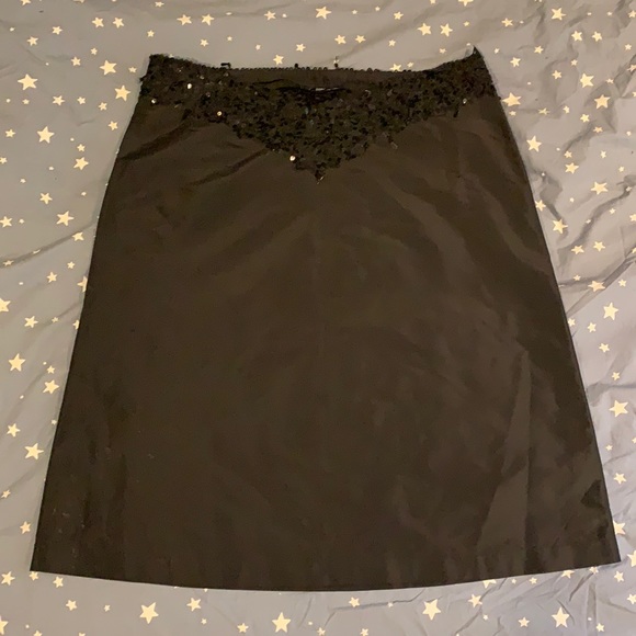 Black Silk Skirt with sequins at waistband - Picture 1 of 3